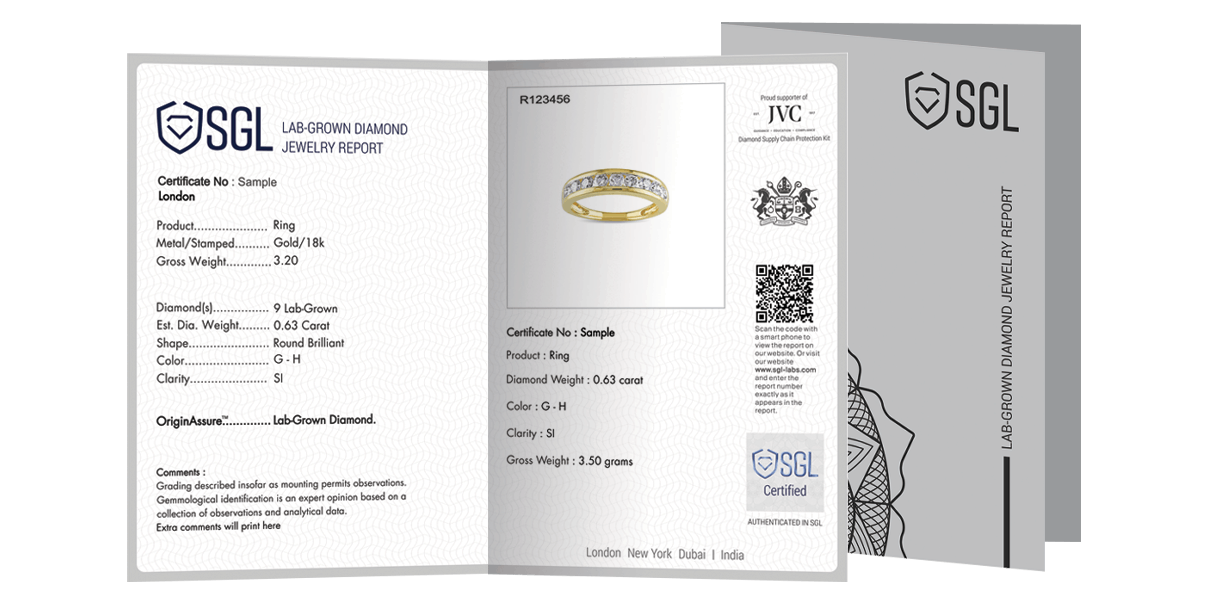 The image is of the lab grown diamond jewellery report which is being provided by SGL.