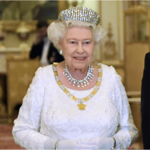 Queen Mary's Fringe Tiara which Queen Mary lent to her granddaughter (then Princess Elizabeth) for her wedding to Prince Philips.