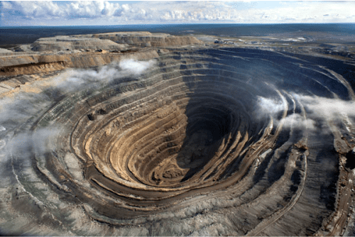 Aikhal is on eof the largest and biggest mines in the world and is situated in Russia.