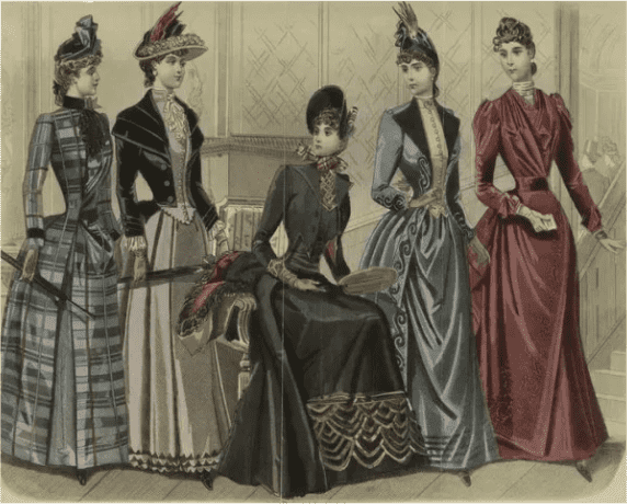 5 females dressed in the era of - Aesthetic Victorian Period (1880-1901)