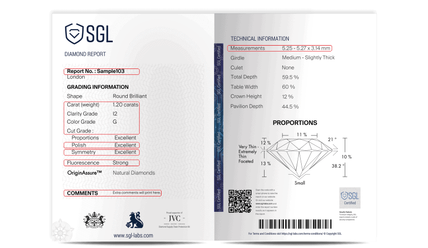 How to Read a Diamond Certificate, SGL Labs diamond report