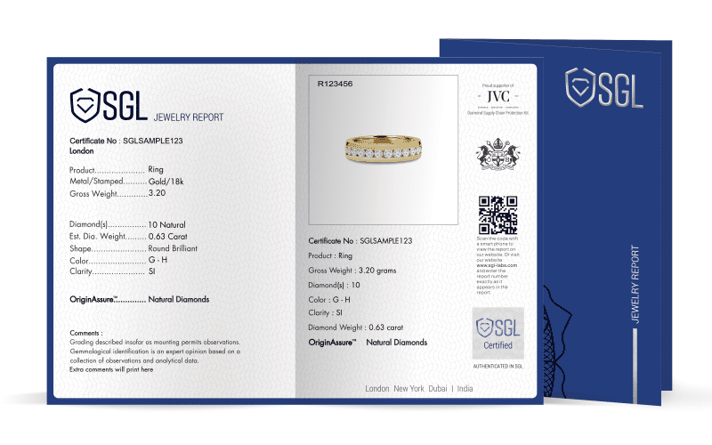 Diamond certification/ diamond grading report for engagement rings