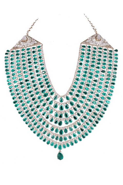 Satlada Necklace studded with emeralds and diamonds