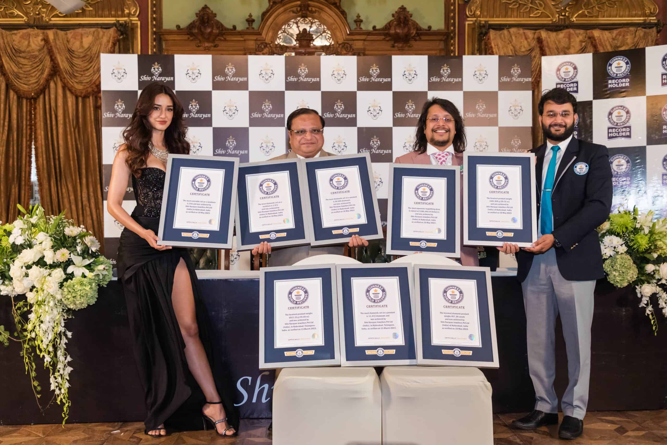 Image of certified SGL Labs jewellery getting Guinness world record titles.